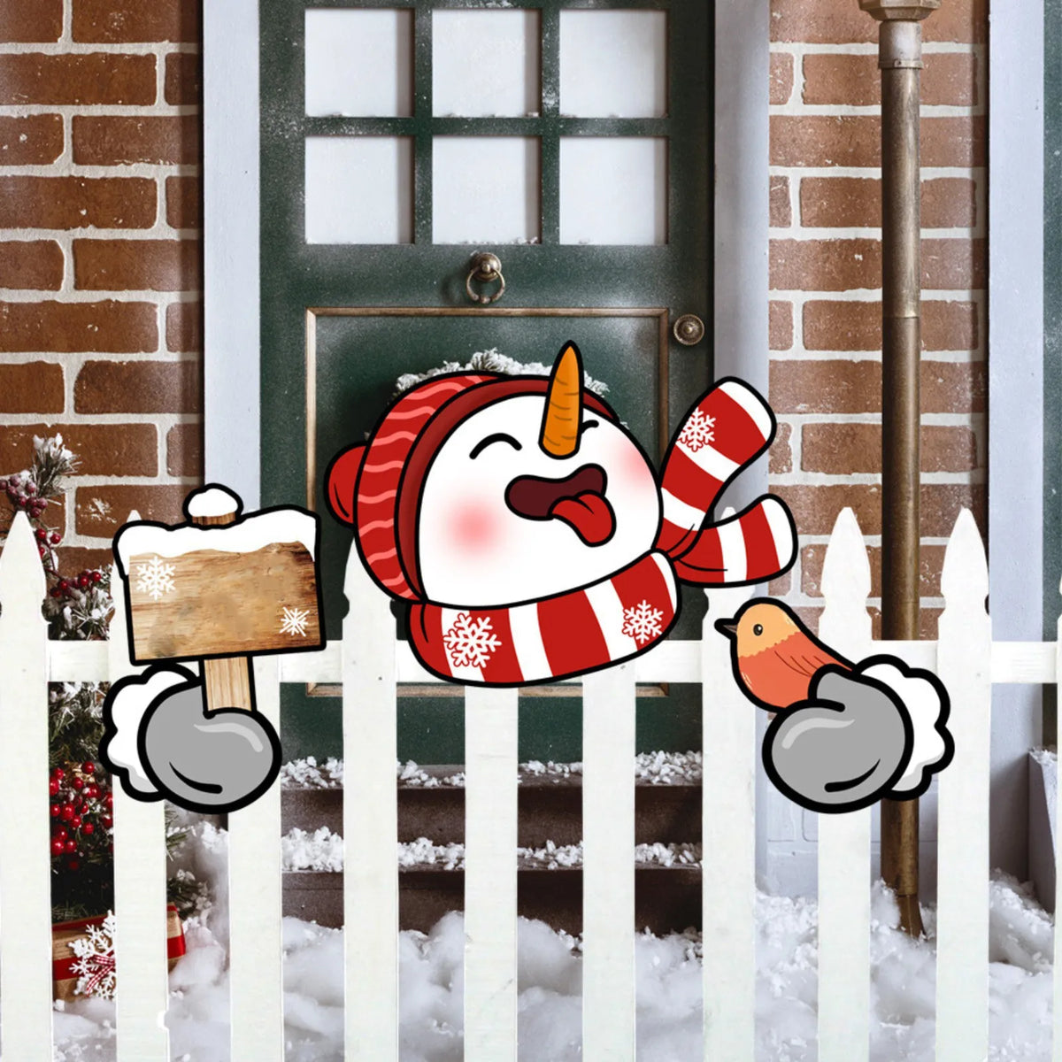 Santa Claus Fence Peeks Christmas Outdoor Decoration PVC Set