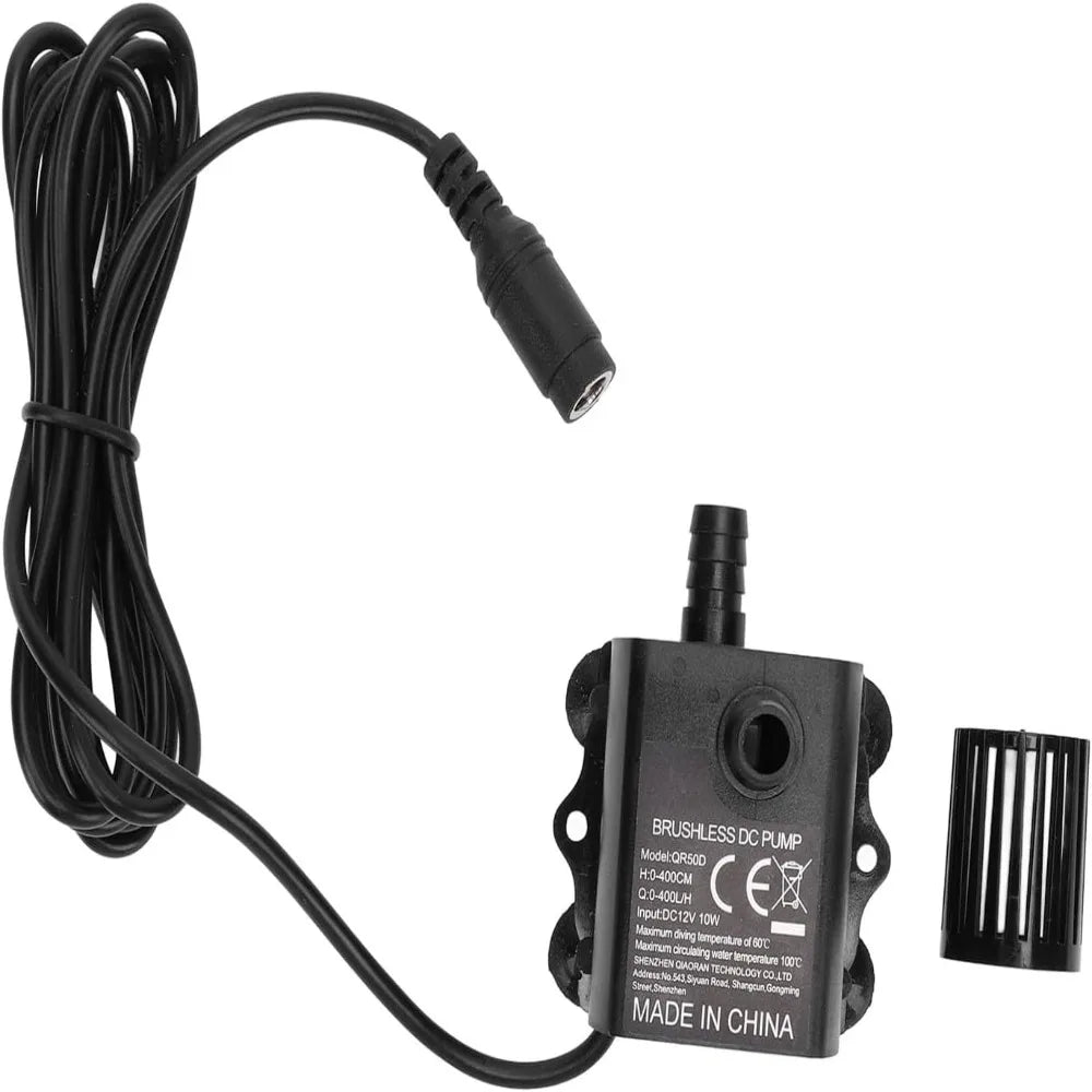 DC 12V Submersible Water Pump 400L/H Brushless Adjustable Flow