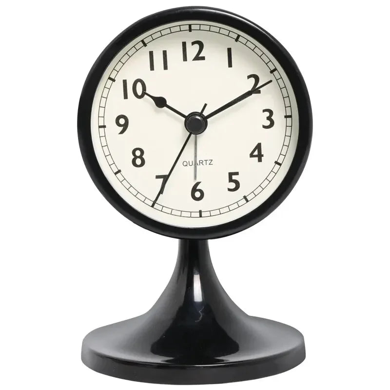 Nordic Metal Alarm Clock with Night Light – Silent Round Clock