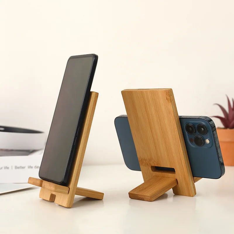 Wooden Phone Stand 2-Pack Foldable Desktop Tablet Holder