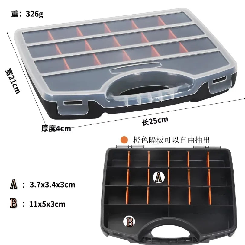 Plastic Parts Storage Box – Grid Organizer for Screws & Drill Bits