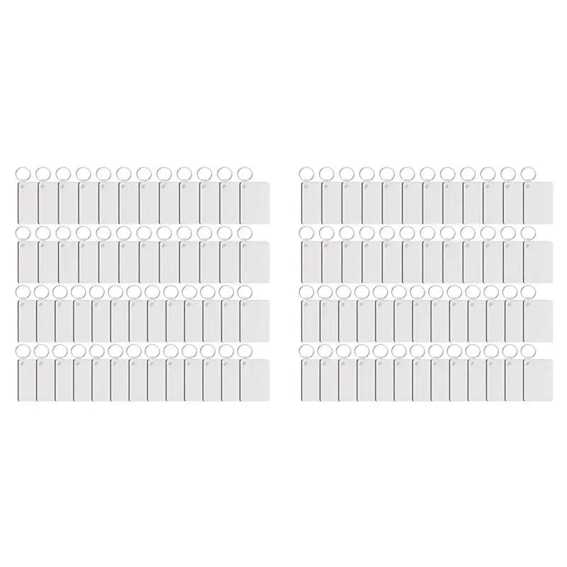 100-Pack Rectangle MDF Sublimation Keychain Blanks – Double-Sided