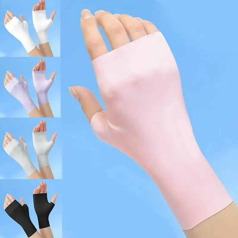 UV Protection Fingerless Gloves – Ice Silk Nail Art Sun Care