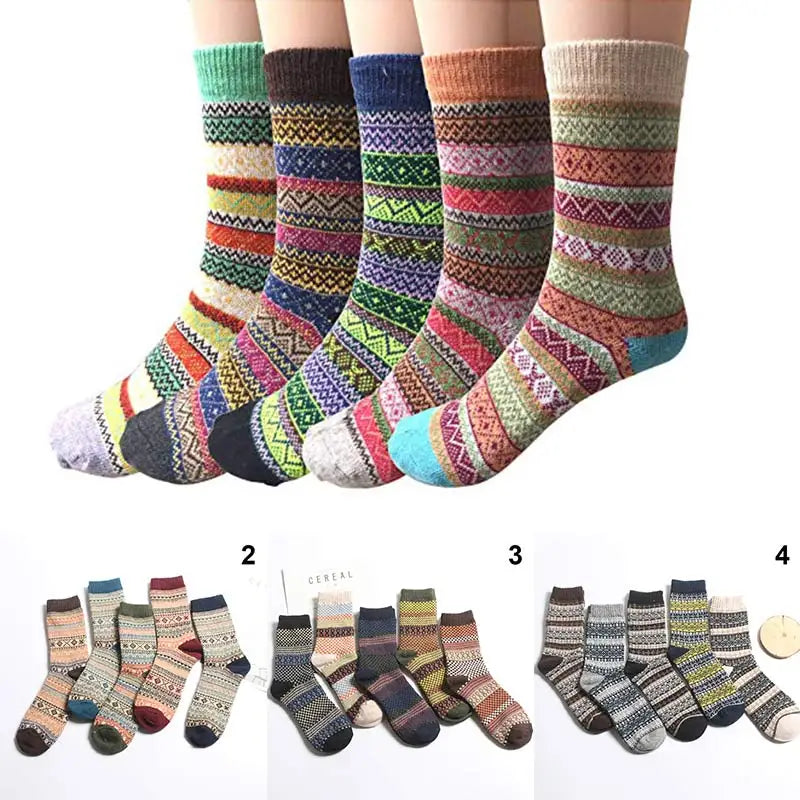 5-Pack Women's Soft Warm Crew Socks – Winter Gift Set