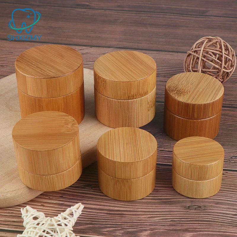 Bamboo & Glass Refillable Cosmetic Cream Jar – Empty Container