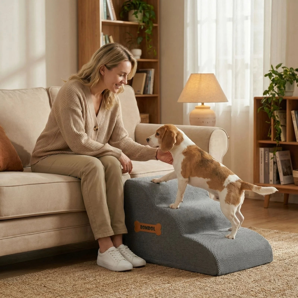 Grey Non-Slip Pet Stair Tread Pads 40x40x30cm Dogs & Cats