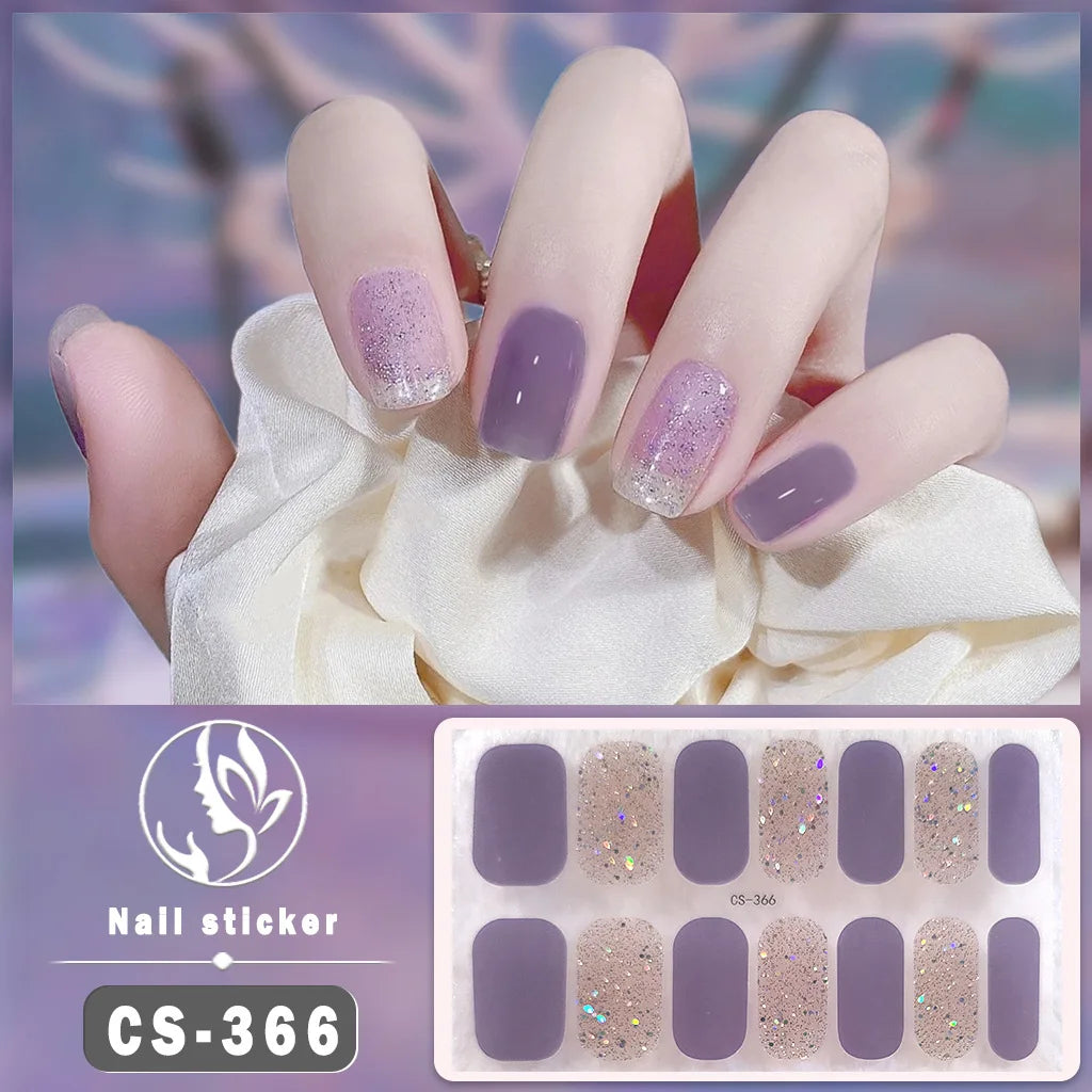 Solid Color Self-Adhesive Gel Nail Art Stickers & Decals