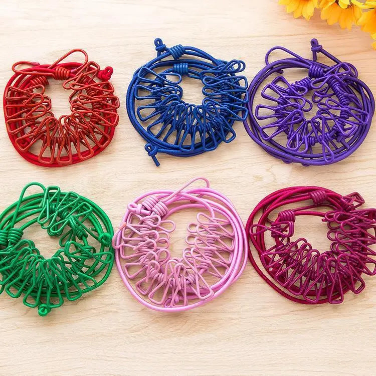Portable Elastic Clothesline 12 Clips – Travel & Camping