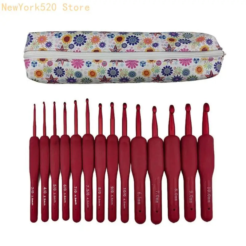 14-Pc Ergonomic Crochet Hook Set 2.0–10mm with Storage Case