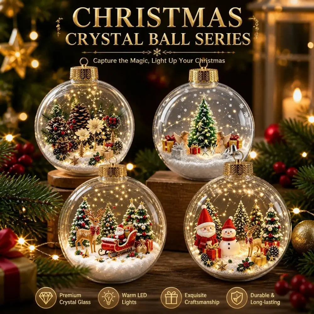 LED Light-Up Clear Christmas Ball Ornament – Miniature Scene