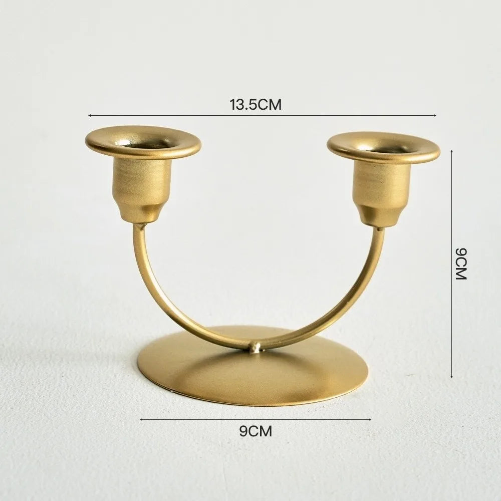 Double U-Shaped Metal Candlestick Holder – Elegant Table Decor