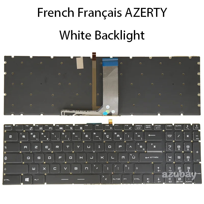 AZUBAY MSI WS63 Replacement Keyboard – White Backlit Multi-Lang