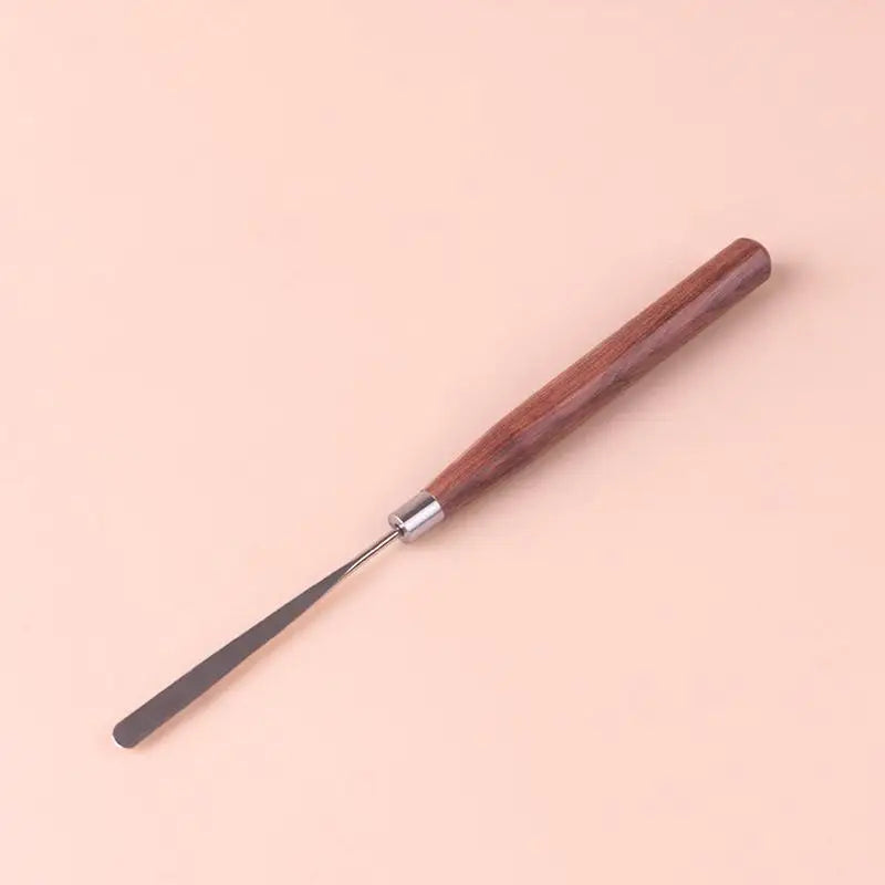 Natural Wood Handle Nail Art Spatula – Stainless Steel Tip