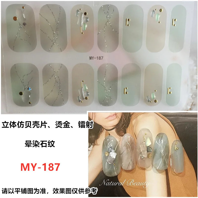 Summer Nail Art Stickers – 14-Tip Full Cover Gel Film Decals