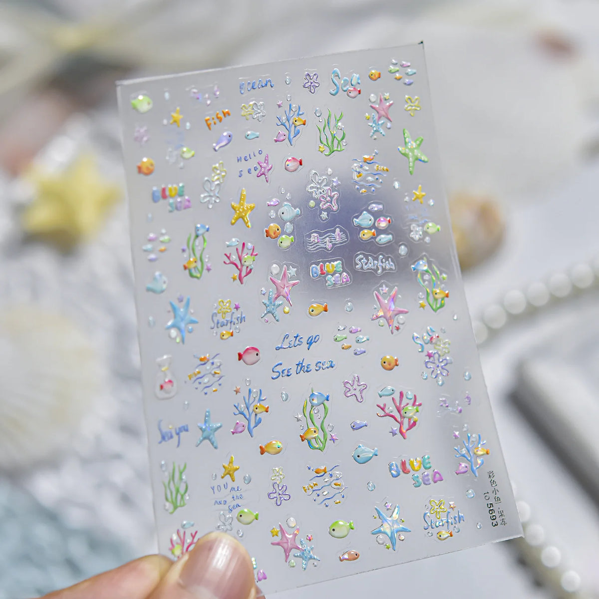 Ocean Theme Nail Stickers – Fish & Seaweed Nail Art Decals