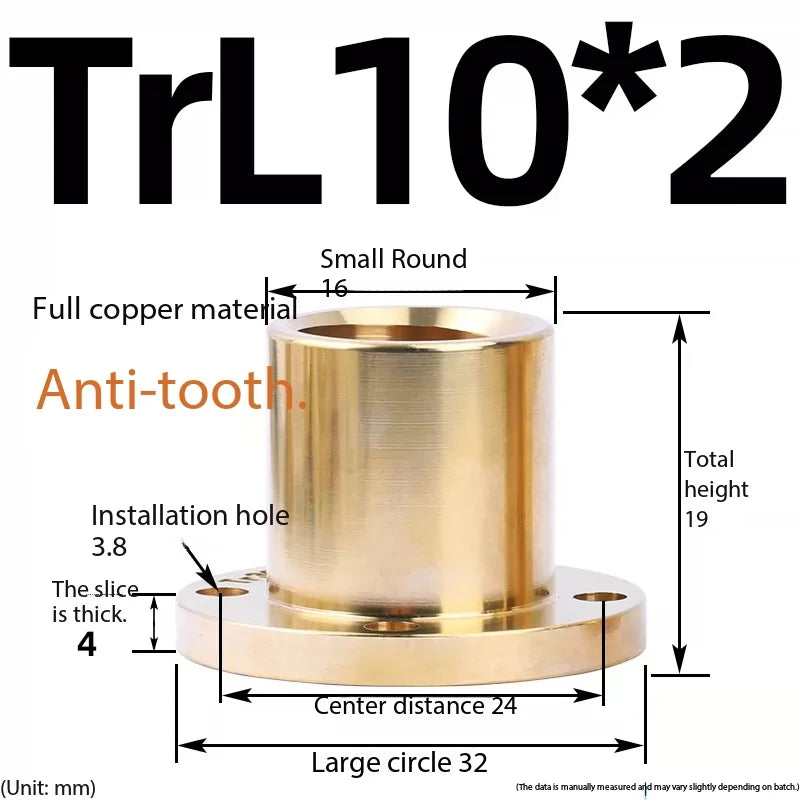Brass Round Flange Trapezoidal Nut Tr10–Tr30 Positive & Reverse