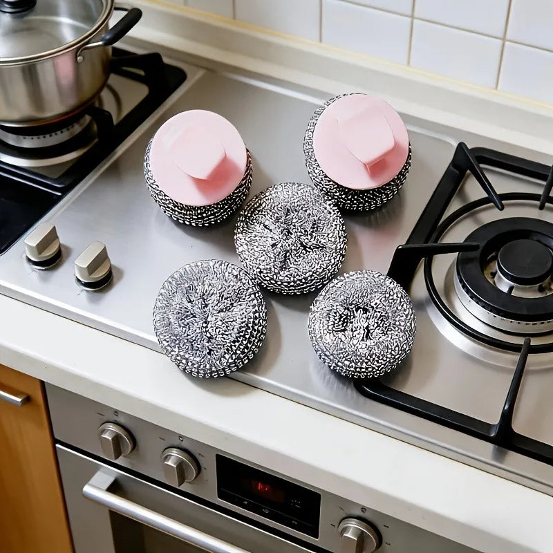 2-Pack Stainless Steel Wire Cleaning Balls with Sponge Handles