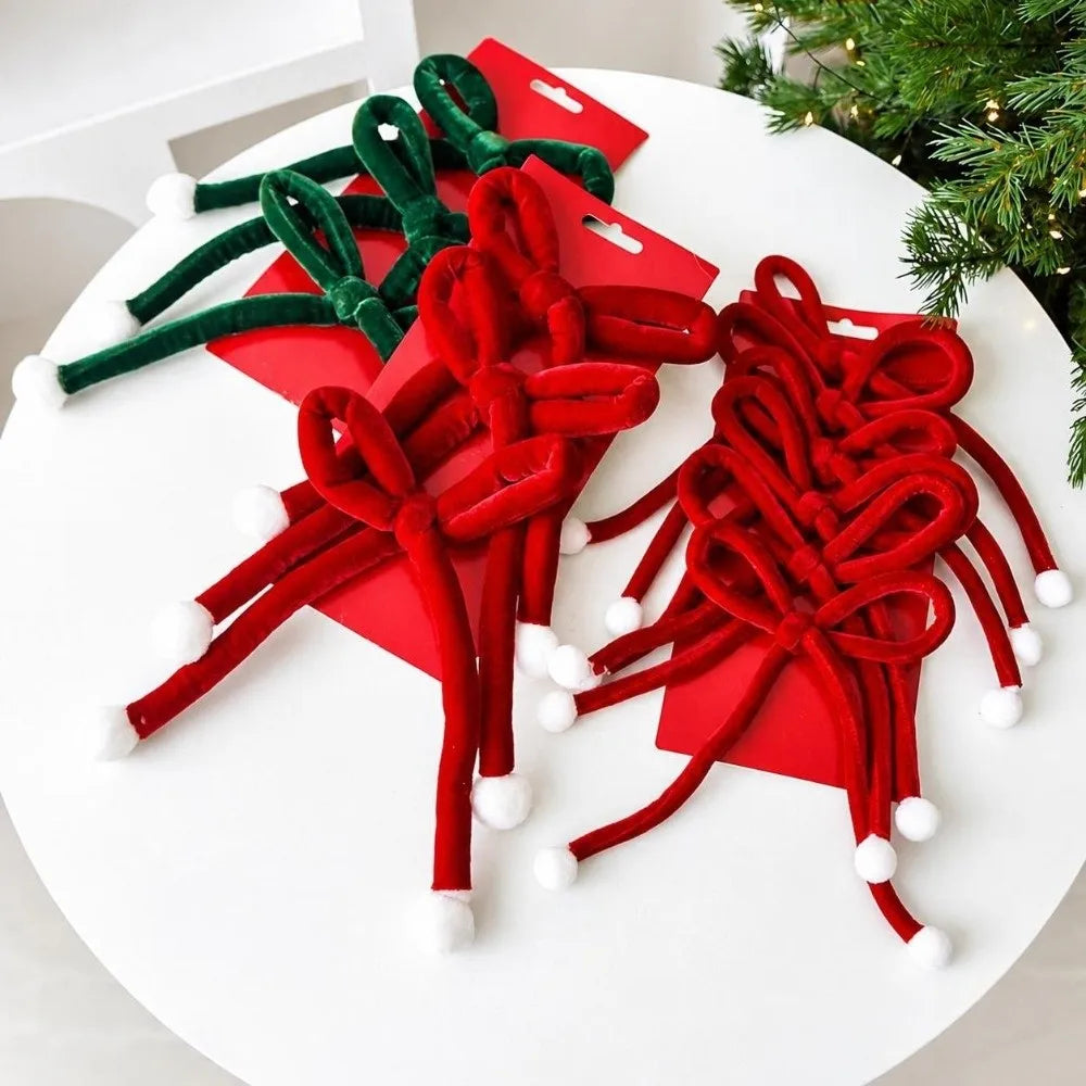 Velvet Christmas Tree Bows 3/6 Pack – Red & Green Ornaments