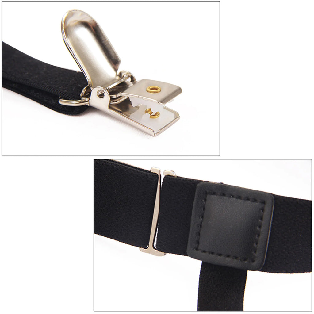2-Pack Adjustable Shirt Stays with 3 Duckbill Clips – Unisex