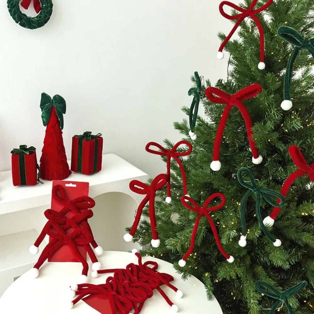 Velvet Christmas Tree Bows 3/6 Pack – Red & Green Ornaments