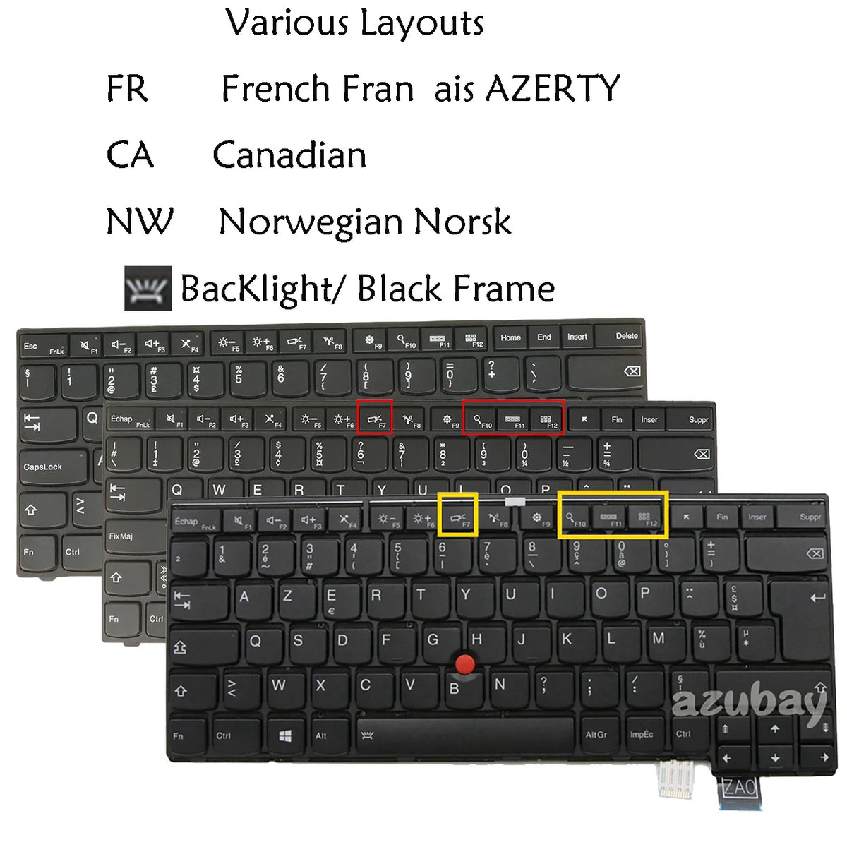 Backlit Keyboard Lenovo ThinkPad 13 Gen 1 & 2 CA/NO/FR AZERTY