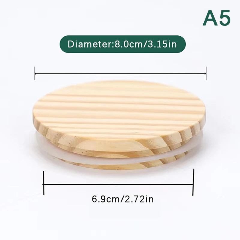 Pine Wood Jar Lids with Silicone Seal – 8 Sizes