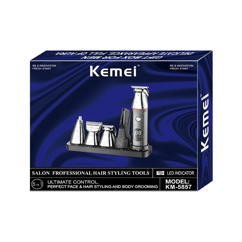 Kemei 5-in-1 Cordless Men's Grooming Kit – Beard & Body