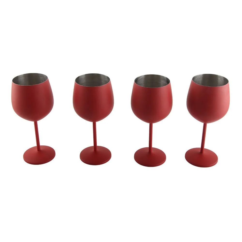 4-Pack Stainless Steel Stemmed Goblet Cocktail Cups 550ml