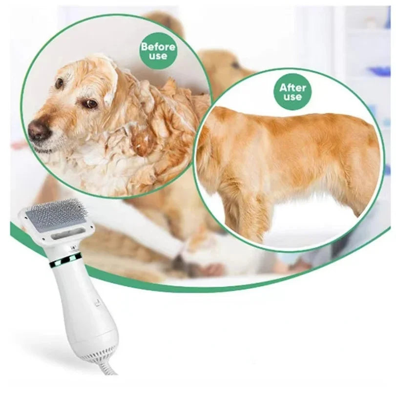 2-in-1 Pet Hair Dryer & Comb Brush – Quiet Dog Cat Grooming