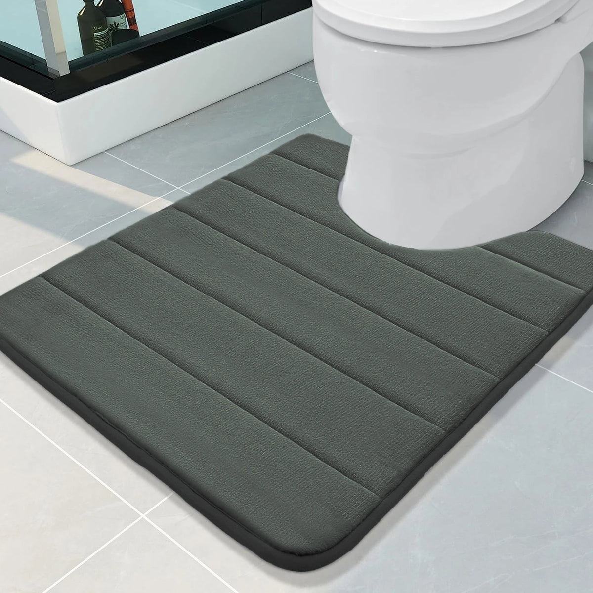 U-Shape Memory Foam Bath Mat 50x60CM – Non-Slip Toilet Rug