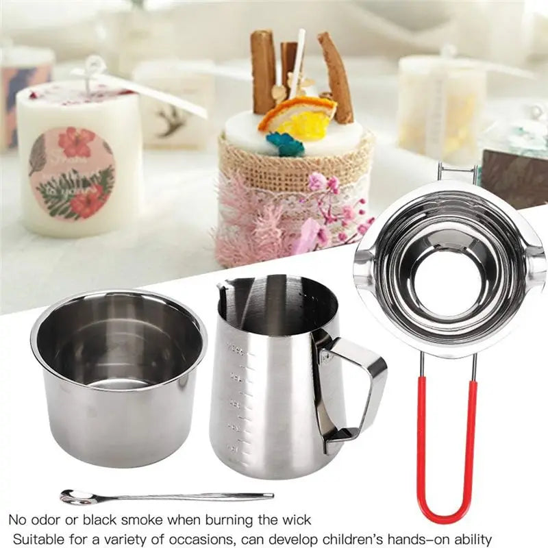 Stainless Steel Double Boiler Candle Making Kit – 4-Pack