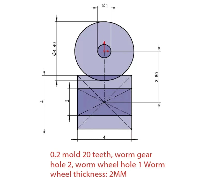 Modulus 0.2 Brass Worm Gear Set 90° Reduction for RC DIY Models