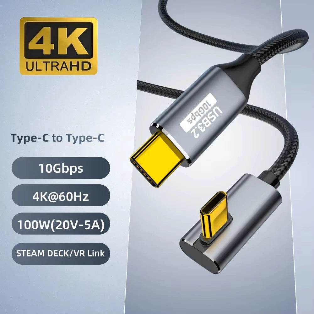 100W USB-C Gen2 Cable 10Gbps 4K@60Hz 5A Fast Charging Type-C