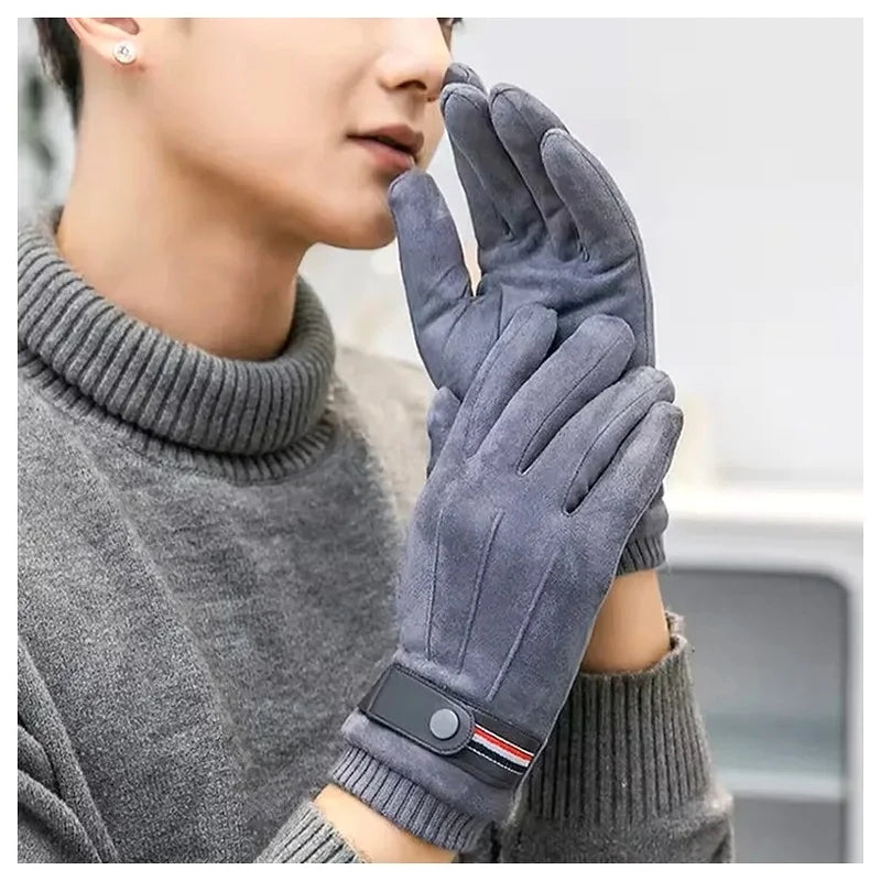 Men's Winter Suede Touchscreen Gloves – Military Style