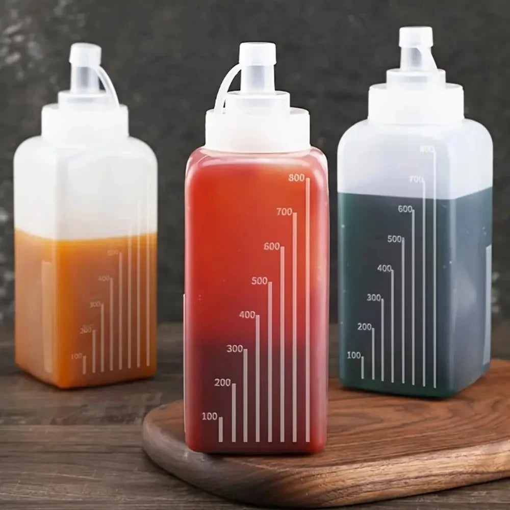 PE Sauce Squeeze Bottle 800/1000ml Leak-Proof Condiment Dispenser