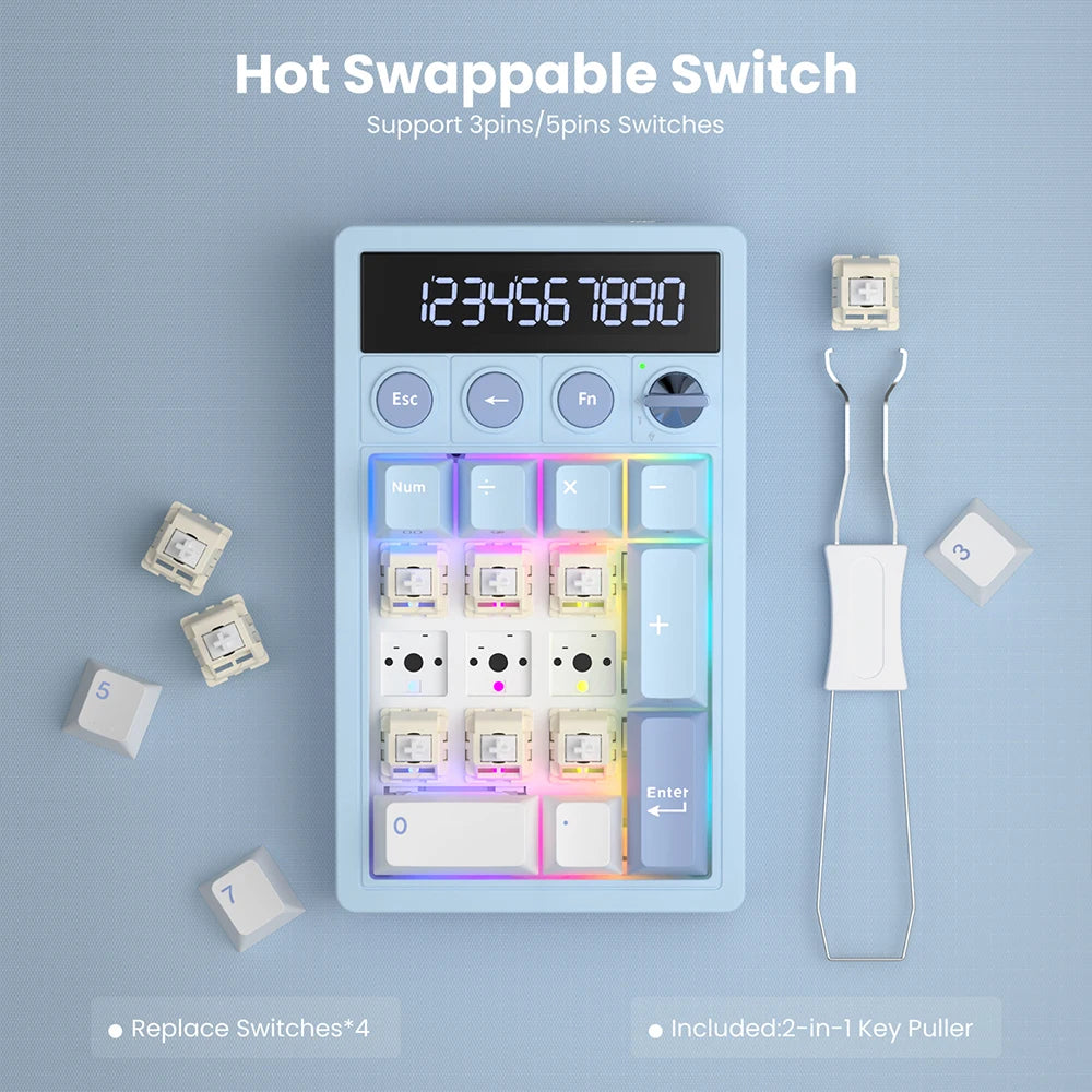 RK M20 Wireless Numpad Calculator – RGB Hot-Swap 17 Keys