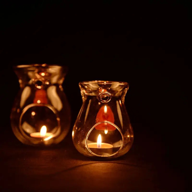 Nordic Crystal Glass Candlestick Holder & Aroma Oil Burner