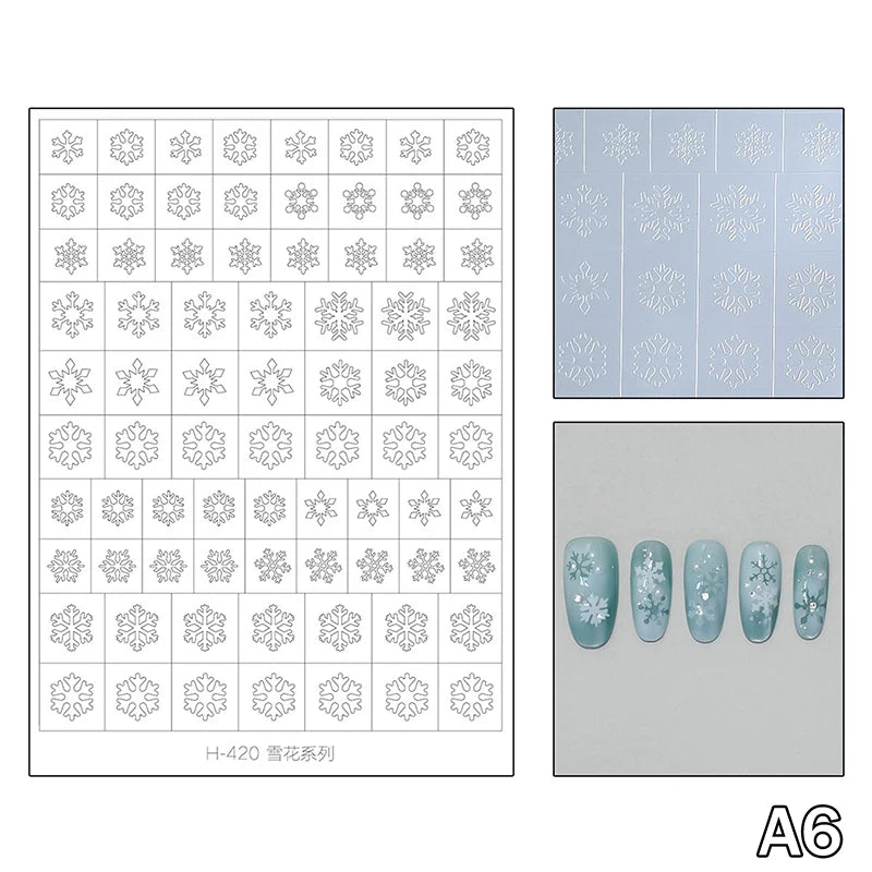 Christmas Airbrush Nail Stencils – Snowflake & Tree Hollow Stickers