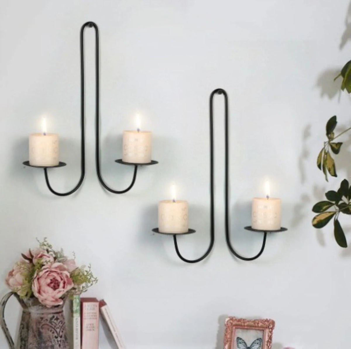 Iron Wall Candle Sconce – Black Wrought Iron Candlestick Holder