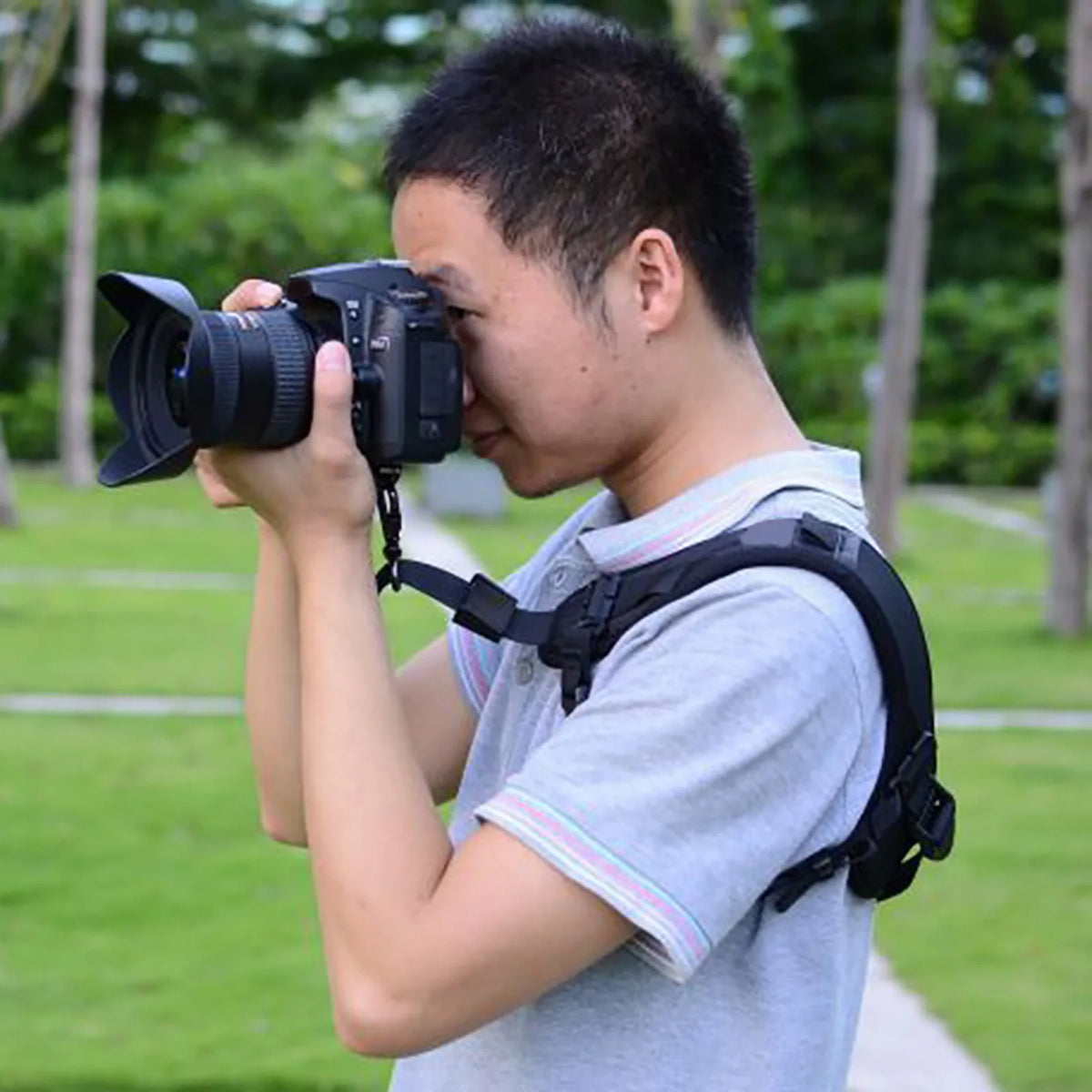 Camera Sling Strap with Safety Tether – Padded DSLR Shoulder Strap