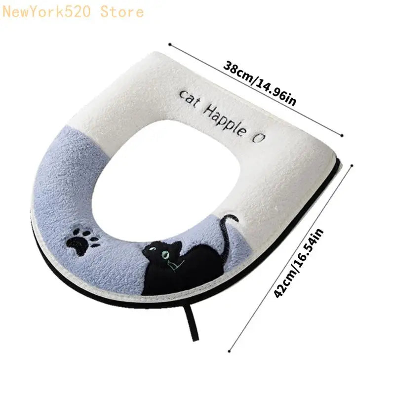 Warm Flannel Toilet Seat Cushion – Plush Non-Slip Cover Pad