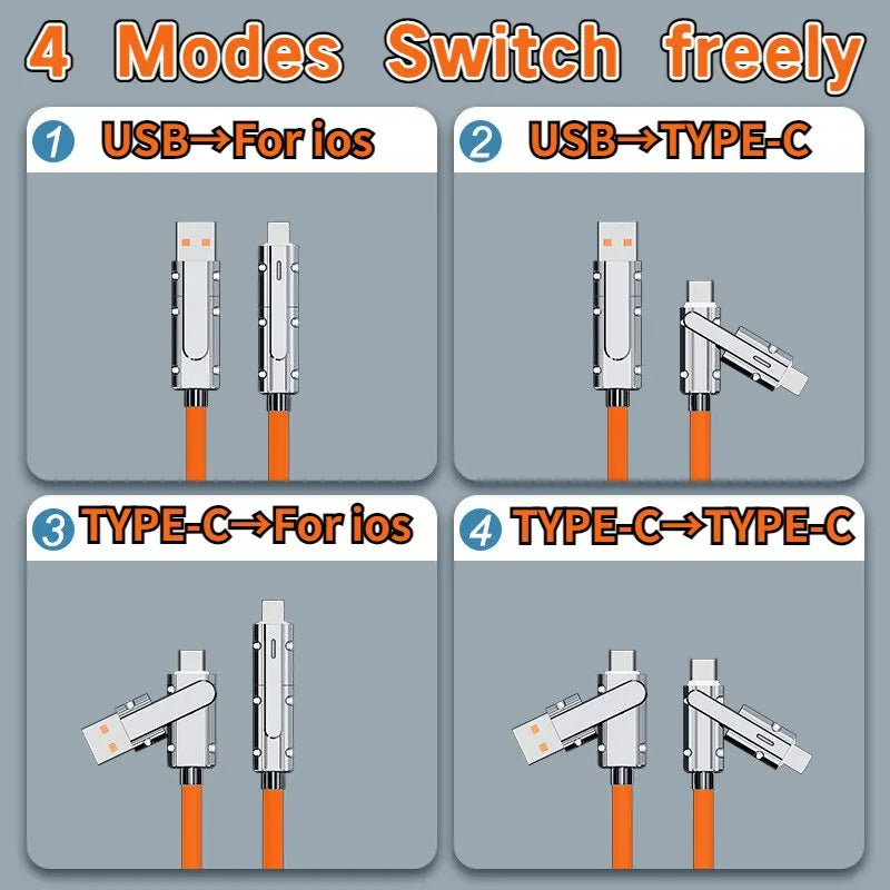 2-in-1 USB-C & Lightning Cable 66W PD Fast Charging 1M