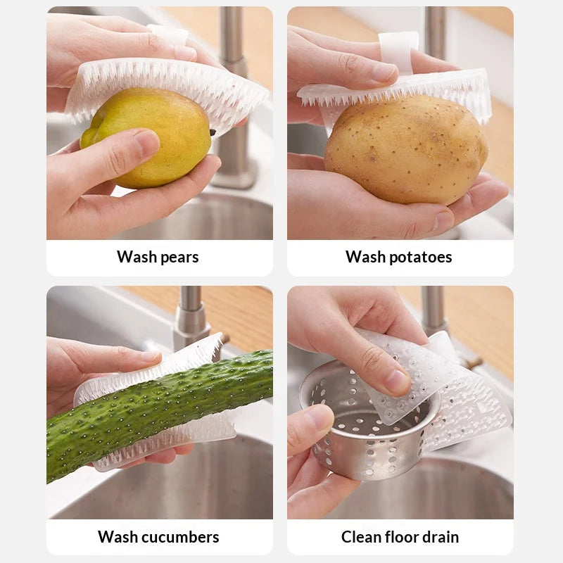 PE Soft Bristle Fruit & Vegetable Scrubber Brush | 1-2 Pcs