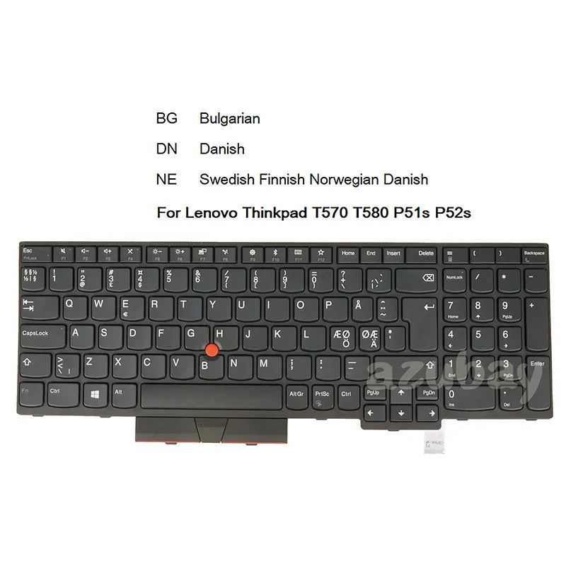 Lenovo ThinkPad T570 T580 P51s P52s Keyboard – Nordic Bulgarian