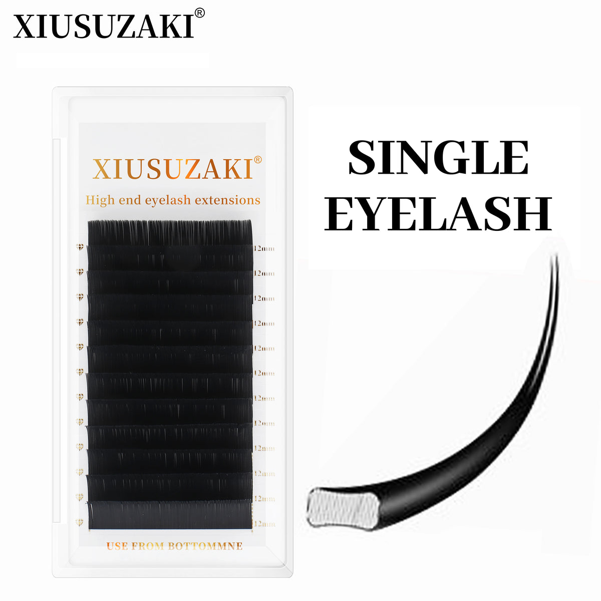 XIUSUZAKI Flat Ellipse Lash Extensions – Matte Black Split Tips