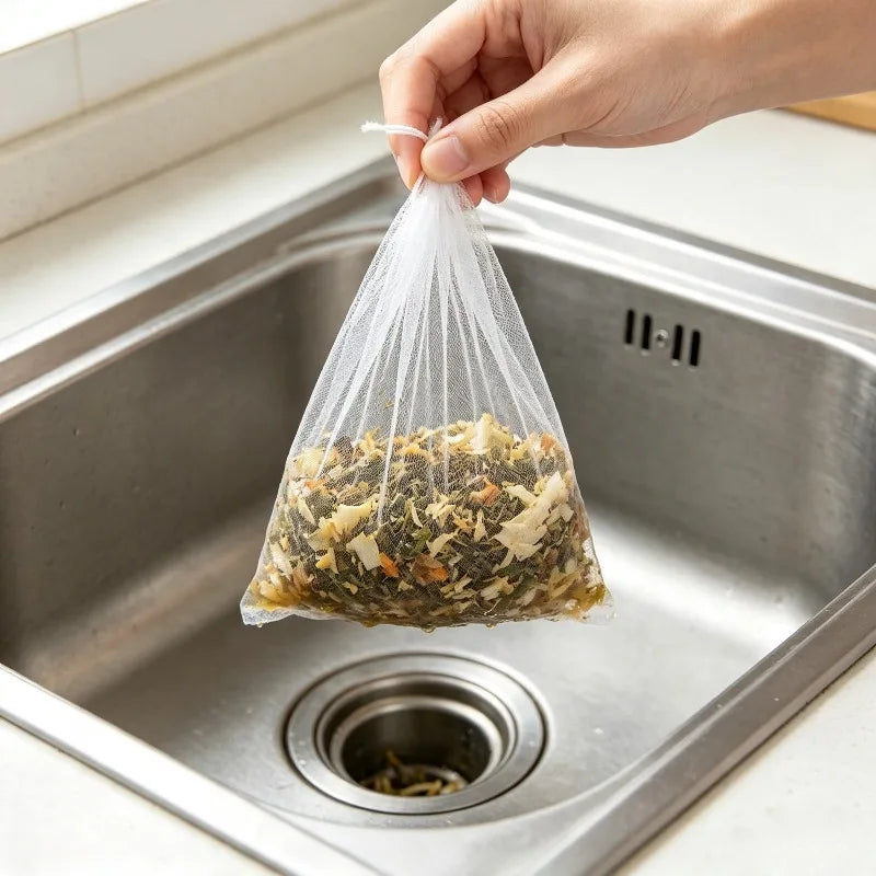 100-Pack Disposable Kitchen Sink Strainer Mesh Bags