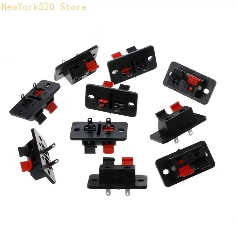 10-Pack Spring-Loaded Push-In Speaker Terminal Connectors