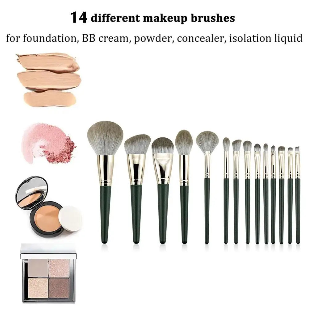 14-Piece Professional Makeup Brush Set – Foundation & Eye