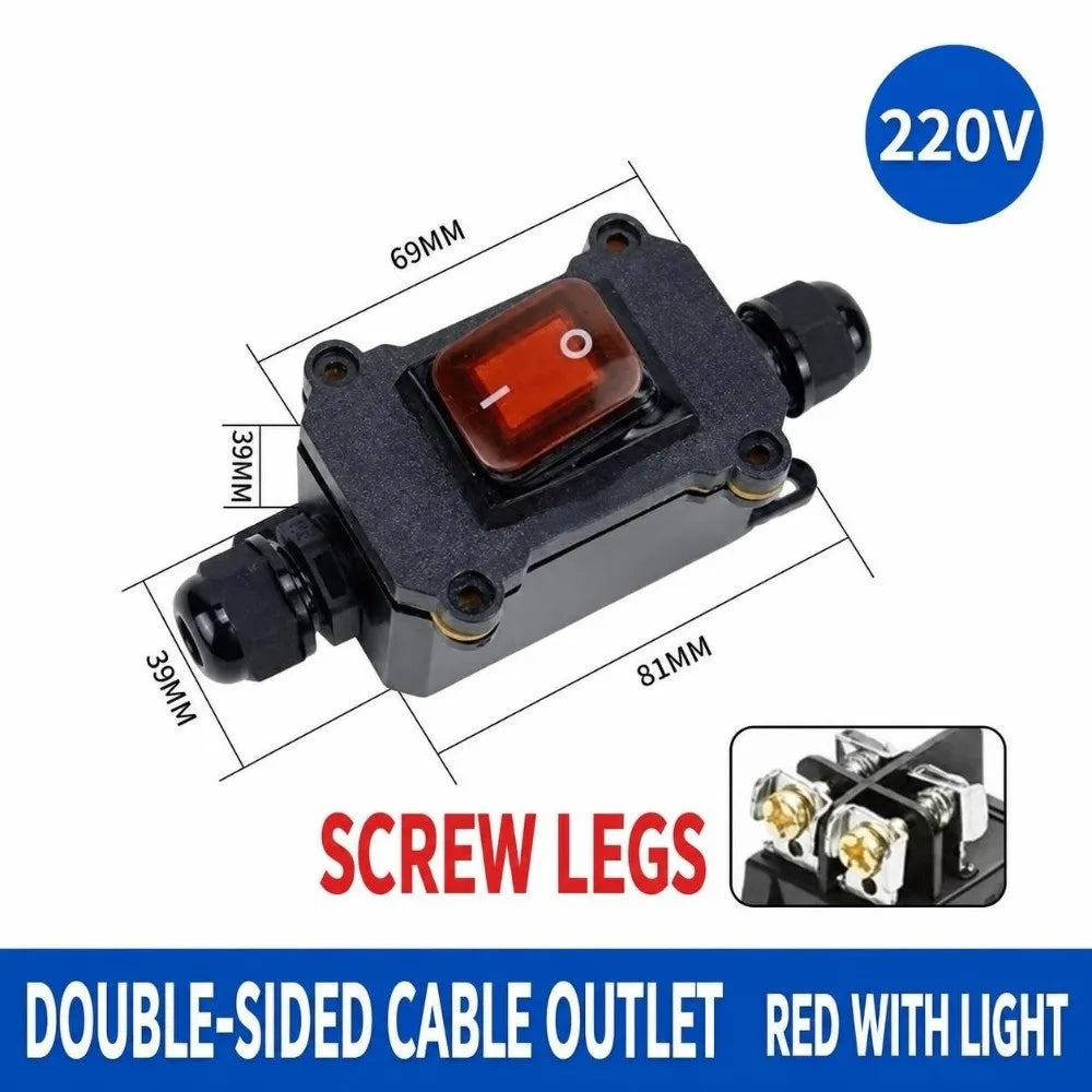 IP67 Waterproof Inline Power Switch 30A 110V–220V Heavy Duty