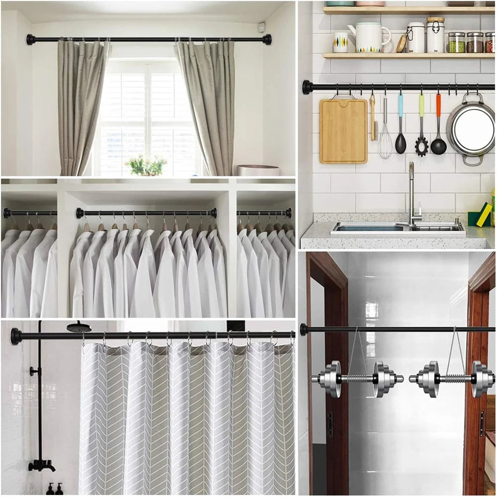 No-Drill Tension Shower Curtain Rod Adjustable 50–260cm | VIBE